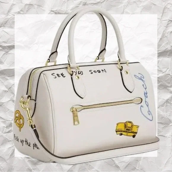COACH Rowan Satchel Bag With Sketch Print NWT! - Picture 2 of 7